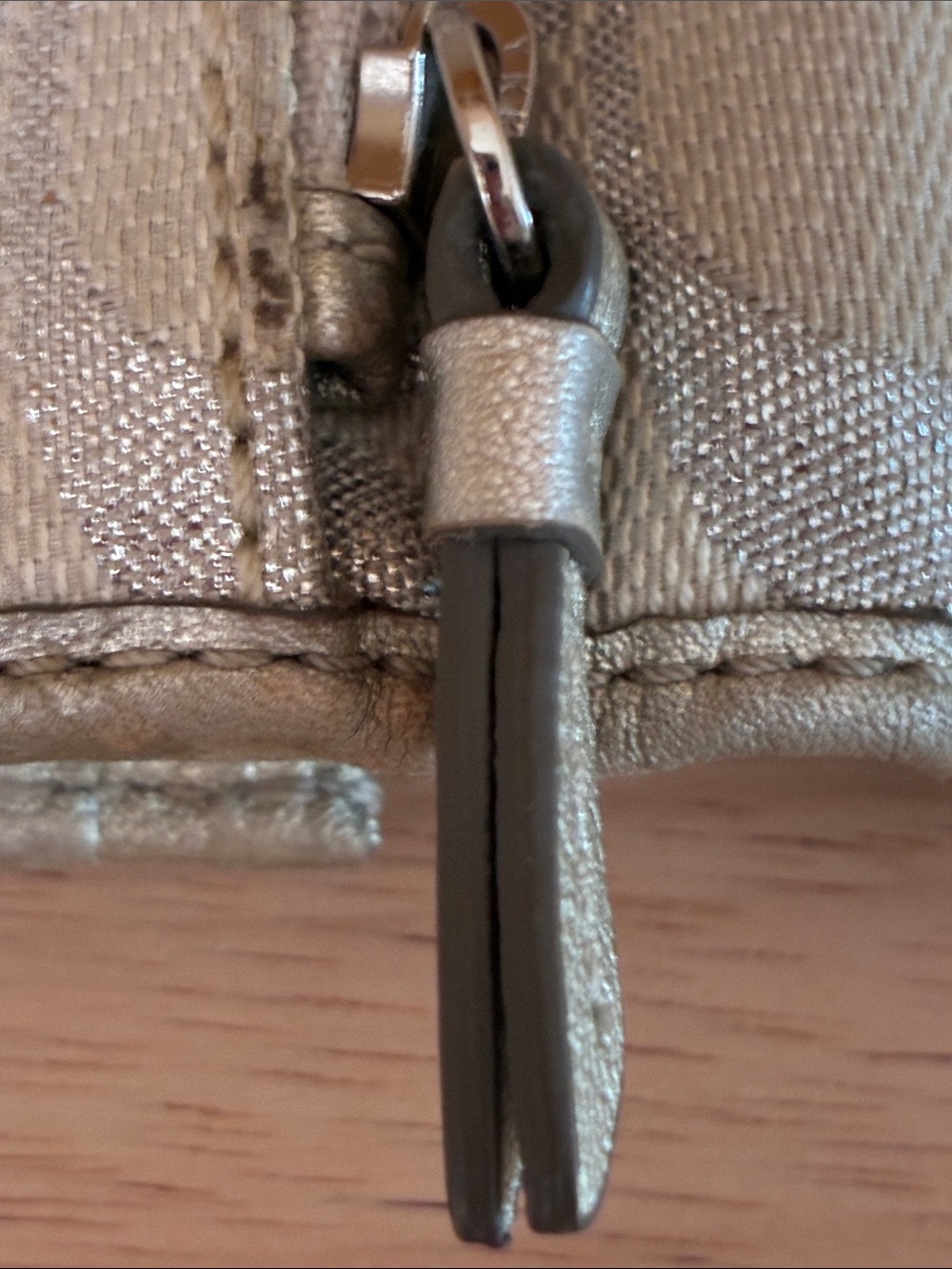 Coach Metallic Logo Wristlet Clutch - Champagne Gold - Picture 13 of 16
